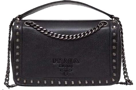 prada glace studded bag|Prada Pattina Glace Studded Bag Black in Calfskin Leather .